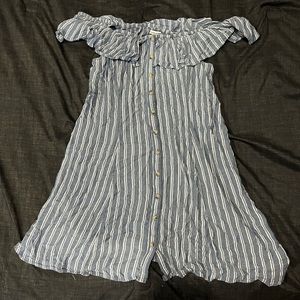 AE off shoulder pin striped dress